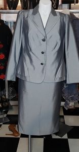 John Mayer 2pc Grey Sharkskin Skirted Suit 18W